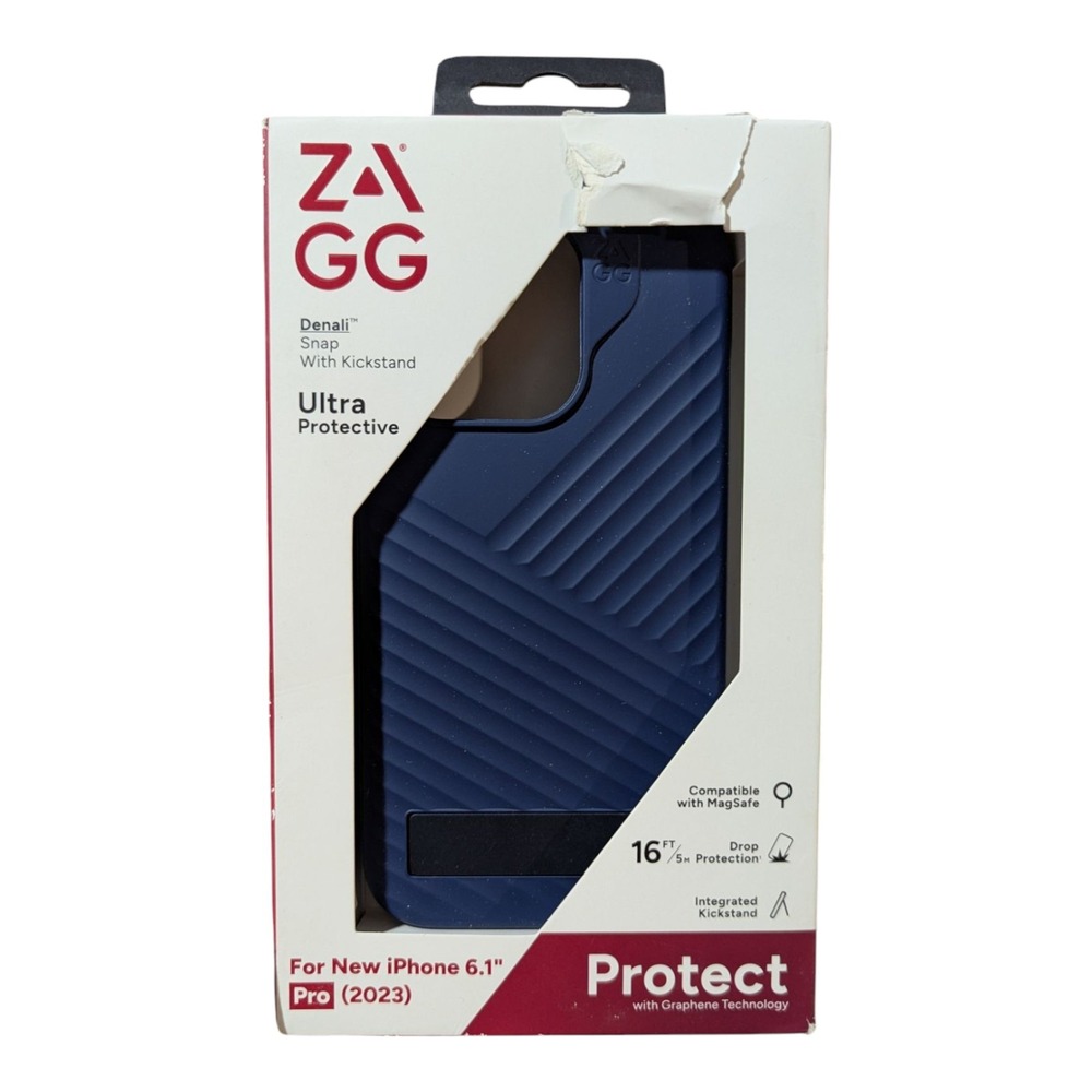O4. ZAGG Denali Snap Kickstand MagSafe Case For Apple iPhone 15 Pro - Navy Blue